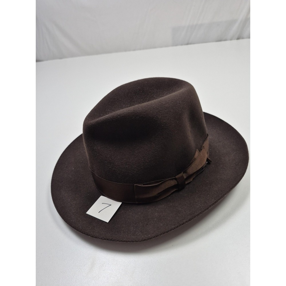 Borsalino Alessandria Hat Fedora Fitted Mens 7 Brown Felt Lined Italy Fall